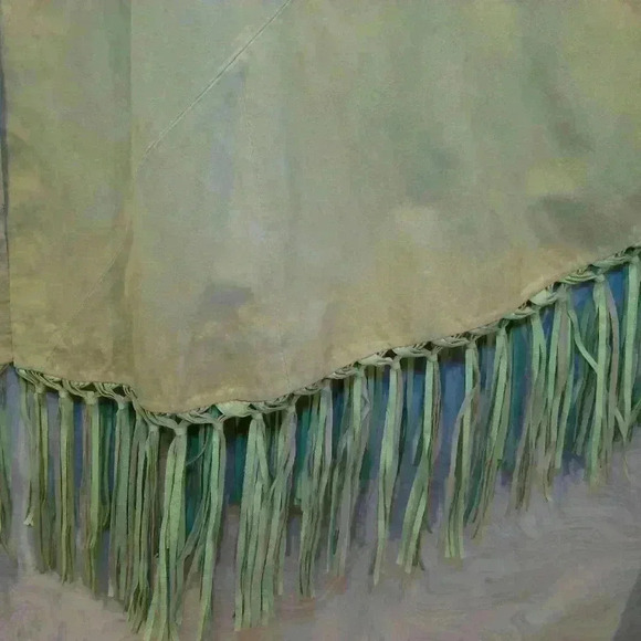 TERRY LEWIS | Boho 100% Leather Suede Fringe Cape Poncho Jacket One Size - Picture 3 of 16